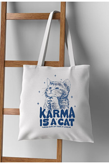 Cemira Taylor Swift Karma Is A Cat - Χοντρή πάνινη τσάντα