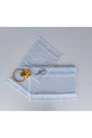 sarra 2'Lİ SARRA ETAMİN SAÇAKLI HAVLU SETİ (30x50-50x90 см) - BEBE MAVİ