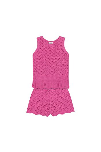 Antebies Jacquard Set with Knitwear Pink Shorts