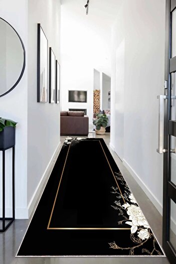 on the clouds Framed Flower Patterned Washable Non-Slip Living Room Carpet and Floor Mat - Stain Resistant