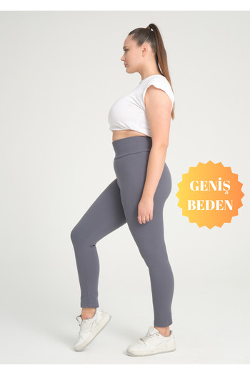 BANEGA Plus Size Ribbed High Waist Anthracite Leggings