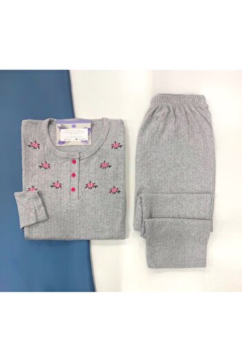 MEBA Wide Fit Winter Floral Pattern Pink Mother's Plus Size Pajama Set