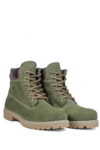 grado Genuine Leather Winter Boots Non-Slip Sole Khaki Tmb-1