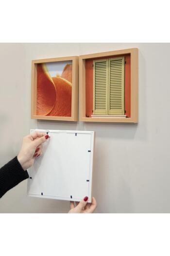 Nobbystar Adhesive Disconnect Classic Wooden Look Square Frame - Pack of 3 21x21cm