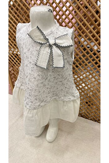Babydola baby girl organic dress floral patterned muslin fabric bow accessories