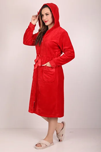 Wild Love Women's Hooded Lace Zippered Dressing Gown