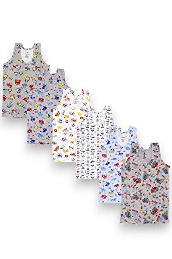 Ceylanoğlu 6-Piece Patterned Lycra Boys' Tank Top