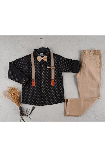 ABİYEKİDS Boy's Bow Tie Strap Shirt Suit ABY135
