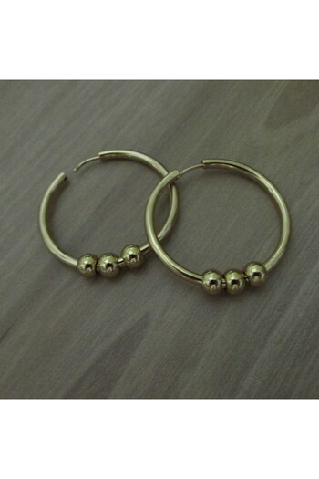 stainless steell TOPÇUK DETAYLI GOLD ÇELİK HALKA KÜPE