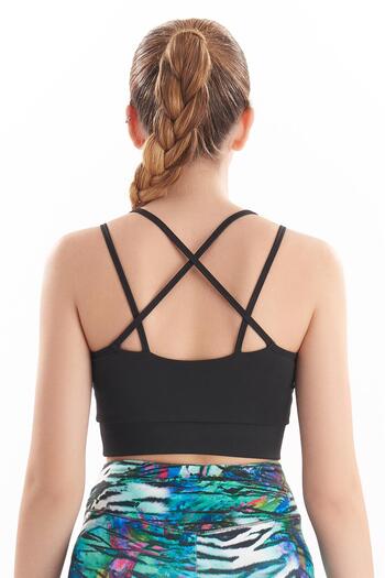josejuan Women's Thin Strap Back Detailed Covered Sports Bra 7154