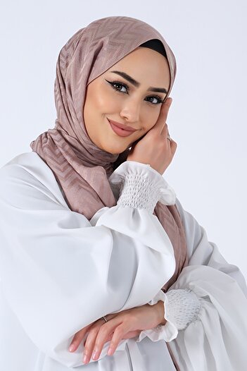 HAREM SCARF Σκούρο μπεζ Χαρέμι ​​Σκαντζόχοιρο Lino Jacquard Σάλι