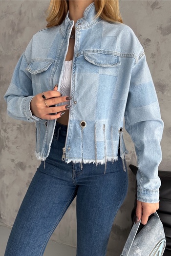 FEMELLE Women's New Season Bird Eye Chain Denim Jeans Jacket
