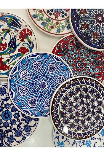 Eren Çini Seramiği 2 Pieces 16 cm Tile Patterned Ceramic Trivet