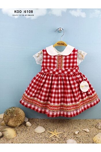 FEKRA BABY Baby Girl 3- 24 MONTHS Frilly Cotton Sweater Plaid Dress 2 pcs