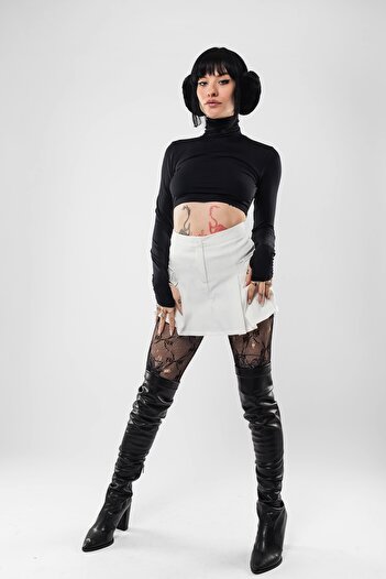 Bak Moda White Mini Skirt - Cargo Pocket and Pleated