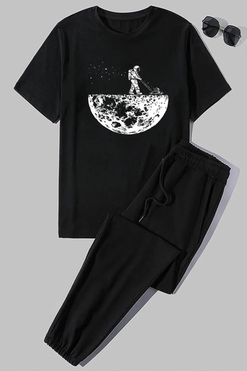 DAXİS Sportwear Company Női nyomott 2 részes atlétiruha szett - Crew nyakú póló Jogger melegítőnadrág