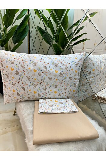 micoton 100% Cotton Double Elasticless Sheet and Pillow Set