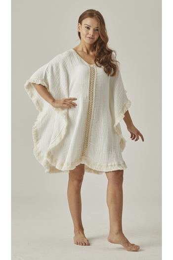 MUTİR Muslin 100% Cotton Pareo Ecru Dress