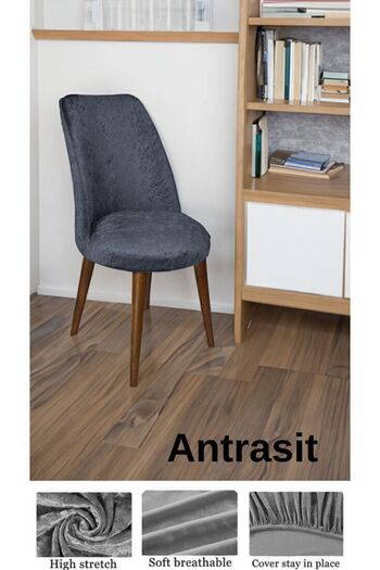 Miray Tekstil Yıkanabilir, Likralı , Kadife Oval Sandalye Kılıfı