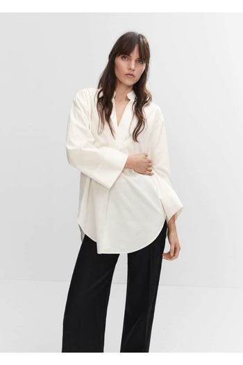 MANGO Woman Oversize-Bluse mit V-Ausschnitt