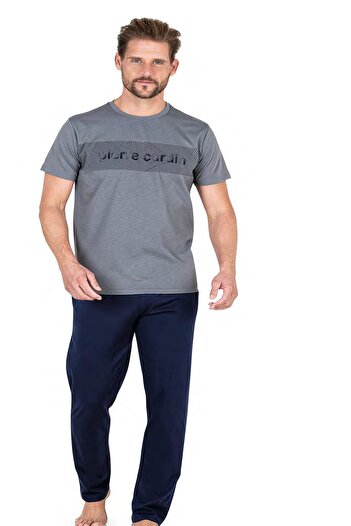Pierre Cardin 6050 Чоловіча сіра піжама з коротким рукавом
