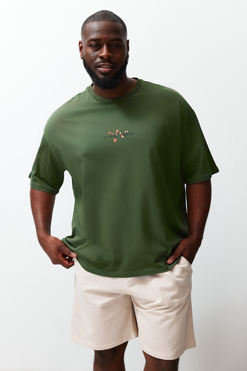 Trendyol Collection Green Oversize PrinTed CoTTon T-Shirt - TMNSS24BF00055