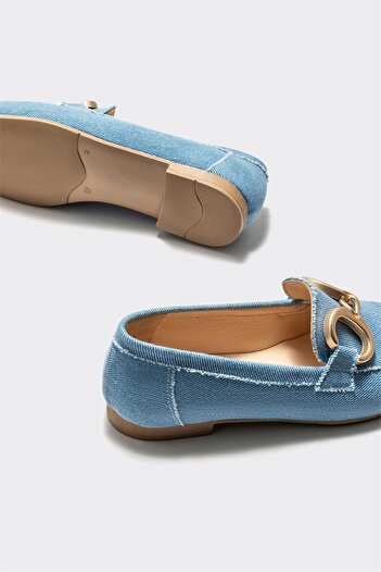 Elle Shoes Mavi Deri Kadın Loafer