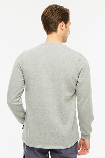 Uniprom Sweatshirt Crew Neck Fleece Inside 3 Thread Cotton Regular Cut Men's Gray