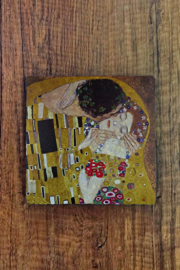 Begoloni Stone Decor Natural Stone Trivet 20X20Cm Gustav Klimt Artwork Printed Stone Teapot Coaster - Pot Pan Coaster