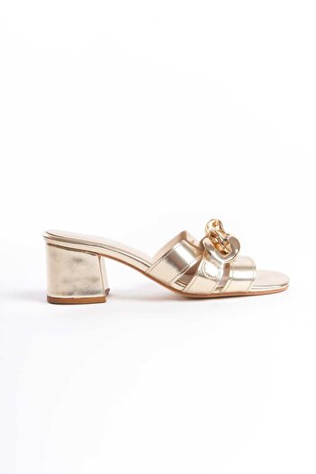 İDOL SHOES KADIN VEGAN DERİ TOKALI TOPUKLU TERLİK