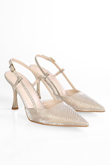 Shoeberry Kadın Tony Altın Petek Desenli Stiletto