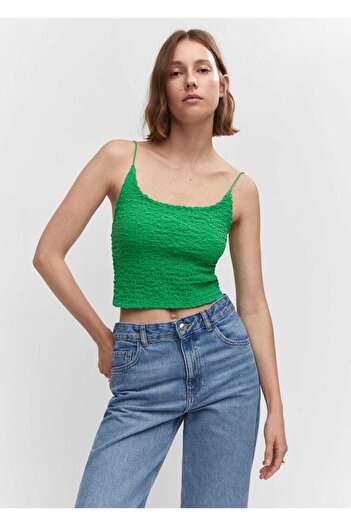 MANGO Woman Textured cropped blouse