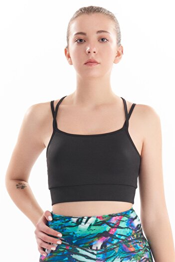 josejuan Women's Thin Strap Back Detailed Covered Sports Bra 7154