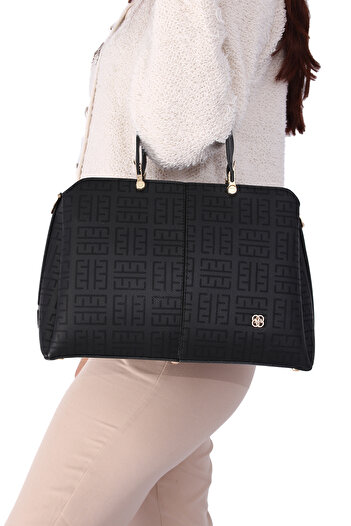By Hakan Miami Polo Club-1226 Women's Shoulder Bag Black-black Printed