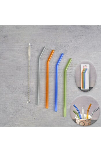 Tohana Colored Glass Straw Set Curved