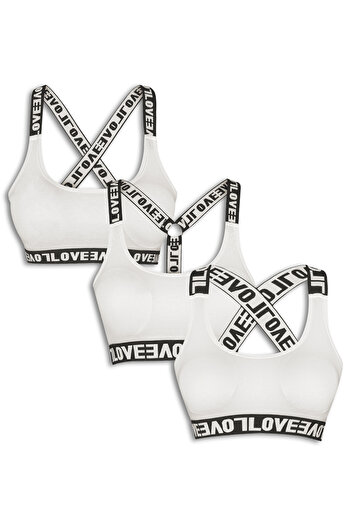 HNX Cotton LOVE Rubber Women's Sports Bustier 3-Piece