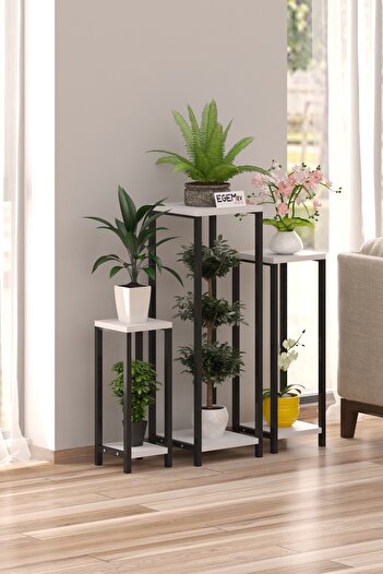 EGEMEV Saksılık 3Lü Set METAL Çiçeklik SAKSILIK Dekoratif YAN SEHPA Saksı Standı Bahçe Balkon MASASI