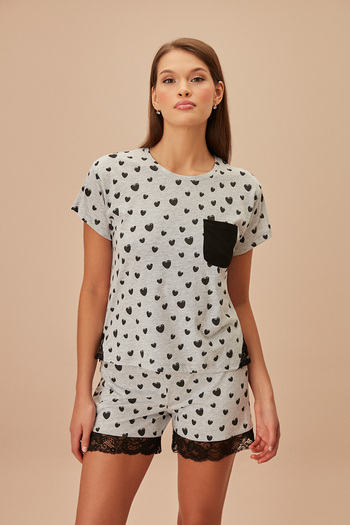 SUWEN Heart Shorts Set