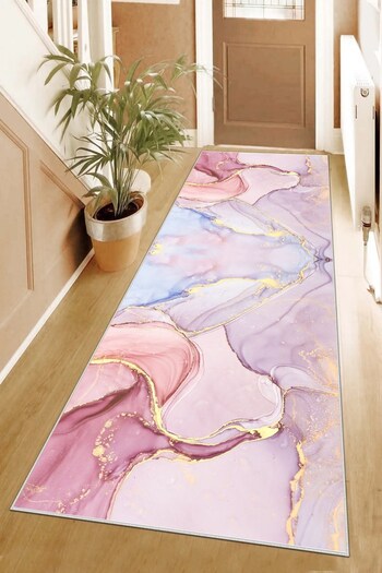on the clouds Marble Patterned Living Room Carpet and Floor Mat - Digital Printing, Washable Non-Slip Base