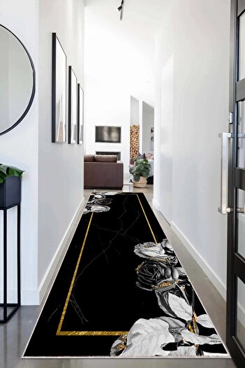 on the clouds Marble Patterned Digital Printed - Washable Non-Slip Based Living Room Carpet and Runner