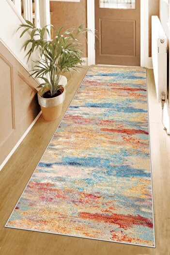 on the clouds Color Changing Tie-Dye Patterned - Washable Non-Slip Based Living Room Carpet and Runner