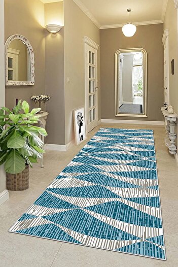 on the clouds Geometric Digital Printed - Washable Non-Slip Based Modern Living Room Carpet and Runner