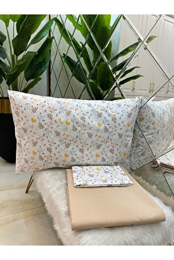 micoton 100% Cotton Double Elasticless Sheet and Pillow Set