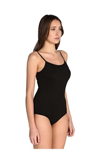 Tutku Women's Black 3-Pack Rope Strap Lycra Hook and Snap Bodysuit
