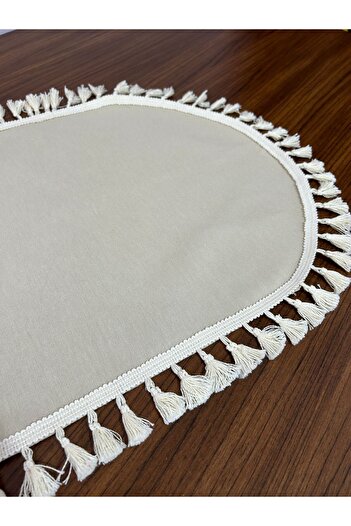 Zeren Home Tassel Detailed Oval Linen Runner 40x150