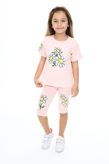 e-çocuk Daisy Printed Girl's Set - Lower and Upper Set 104160