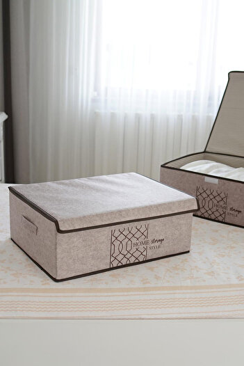 Pazar Kapısı Multi-Purpose Base Box with Felt Lid Beige 50x40x19cm