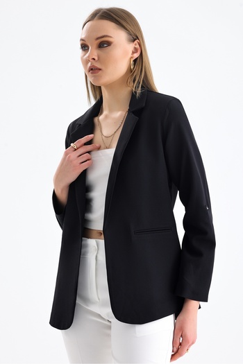 MD trend Women's Sleeve Foldable Shoulder Padded Lined Double Breasted Blazer Jacket