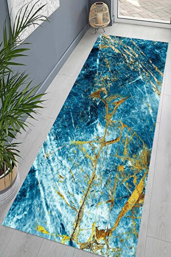 on the clouds Ocean Inspired Washable Modern Living Room Carpet - Gold Detailed and Digital Printed
