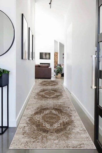 on the clouds Ethnic Ottoman Patterned Living Room Carpet - Washable Non-Slip Base, Gray